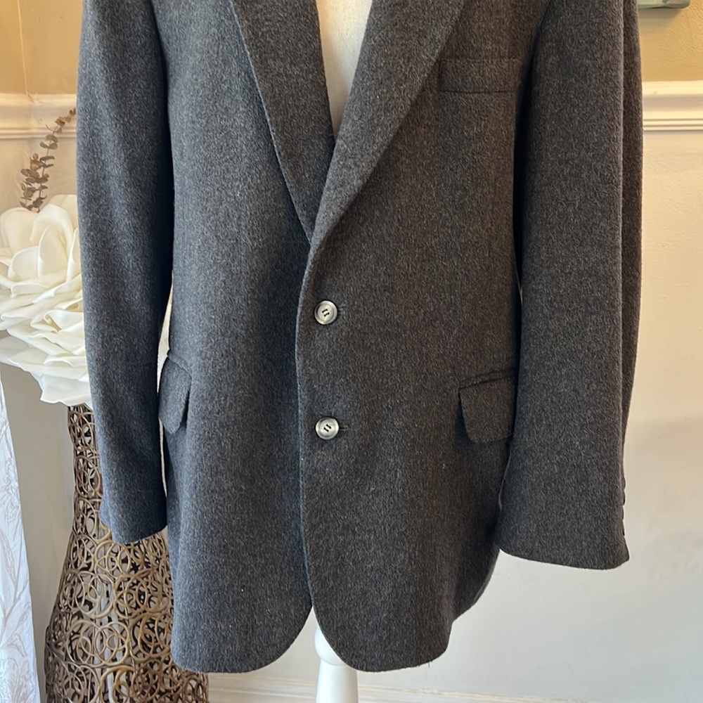 Herm Rassel Charcoal Gray Cashmere Wool & Nylon Mens Blazer Sz Xl Estimate - Picture 3 of 16
